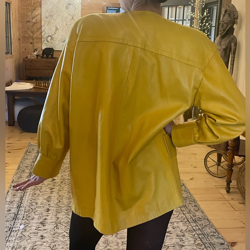 Genuine Vintage Givenchy Leather Jacket Yellow Sz Med Great Condition! Soft. - Picture 4 of 15
